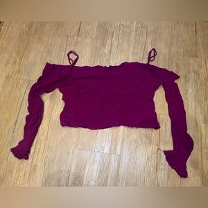 Maroon off the shoulder crop top